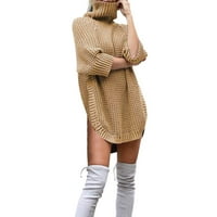 Миаилима Пуловер Рокля Плюс Размер Дами Плътен Цвят Мода Есен Зима Поло Пуловер Ежедневни Трикотаж