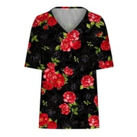Yyeselk излизане на риза за дами свободно време v-образно деколте с къси ръкави туника блузи модерни прекрасни флорални принти