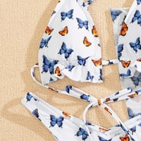 Жени бикини комплект модна пеперуда отпечатък разцепени саронг три части бикини бански костюми