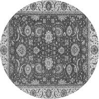 Ahgly Company Indoor Round Ориенталски сиви традиционни килими, 4 'кръг