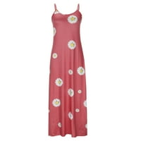 Cotonie Women Summer Dress Небрежно флорално отпечатано отпечатъци Плани партита дълга рокля Голяма продажба m