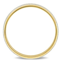 Миабела Мъжки 14-каратов двуцветен Златен двоен ред Матиран полиран сватбен пръстен