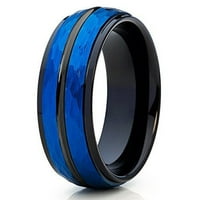 Глупави крале сини волфрамов карбид сватбен пръстен забит дизайн на черни ръбове на канала инкрустация мъжки лента 12