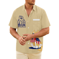 4-ти юли американски флаг мъжки ризи с къс ръкав джоб хлабав Бутон надолу Топ ежедневни плажни Тениски