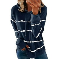Simplmasygeni дълги ръкави върхове ризи блузи клирънс женски моден ежедневен ивица с качулка с качулка с дълъг ръкав свободни тениски върхове