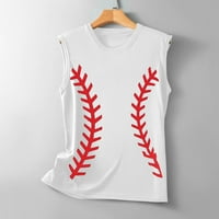 Дамски потници Бейзбол тематични писма Бейзбол графичен печат тениска без ръкави хлабав годни причинно-следствена лятна екипажа основни модни блузи