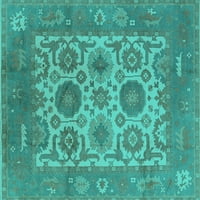 Ahgly Company Indoor Square Oriental Turquoise Blue Traditional Area Rugs, 3 'квадрат