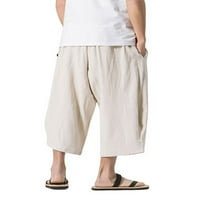 Noilla мъжки панталони еластични панталони на талията на дъното от дъна за мъже, салони от салони твърди цветни кремообразни бяло 5xl