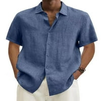 Синдисус мъжки Блузи Ревера врата тениска с къс ръкав тениска Плаж тениска Хавайска Блуза розов ШЛ