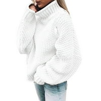 Пуловери за жени от рамото пуловер Небрежно плетено твърд пуловер на шията на екипажа