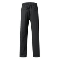 B91XZ Мъжки тренировъчни панталони Мъжки модни ежедневни разхлабени памук плюс размер джобни дантелени панталони с удебеляване като цяло, размер 3XL