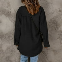 Caicj дамски якета Модни жени с мек пуловер с дълъг ръкав отворен преден жилетки Отворени жилищни палти черно, s