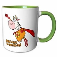 3Drose забавен супергерой супер крава герой мляко е тук, за да спаси деня хумористична карикатура за млечни продукти - два тона зелена чаша, 11 -унция