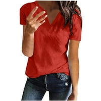 Западни ризи за жени Модерен къс ръкав плътен цвят графичен сладък върхове хлабав плюс размер Случайни Лято нотка врата Основни Тениски блуза риза вино ШЛ