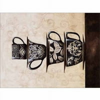 Подредени шарени Кухненски чаши черно и бяло платно изкуство от Пайд Пайпър Криейтив