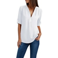 Wendunide ризи за жени жени дами цип бутон с дълги ръкави разхлабени шифонни риза облекло дамски върхове върхове