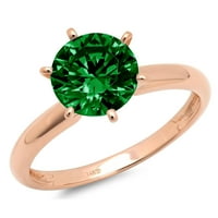 2.5 КТ кръг нарязани зелен имитация смарагд 18К розово злато годишнина годежен пръстен размер 8.5