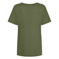 Дамски блузи дамски ежедневни Къси ръкави тениска о-врата отпечатани Топ армия зелени с