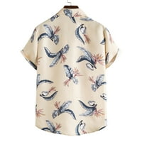 Aufmer Summer Rish for Men Clearance Grafic Tee Мъжки модни етнически къси ръкав Небрежен печат Хавайска риза Блузна тениска