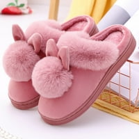 Kiplyki на едро Женски зимен дом пухкав заек уши на закрито чехли меки комфортни обувки за обувки