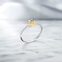 Gem Stone King 0. CT Peach Morganite G-H Lab отглежда диамантен сребро и 10K жълто златен пръстен