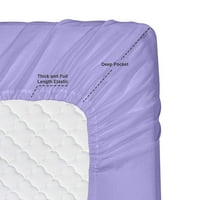 Комплект за легло с допълнителни калъфки за възглавници, дълбоки джобове, прикрепен лист, мек микрофибър, хипоалергенен, хладен и дишащ, Калифорния Кинг, лавандула