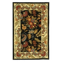 Челси Алая флорална вълна килим, черно, 6 '9'