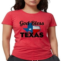 Cafepress - Бог да благослови Тексас тениска - тениска с женски три смеси
