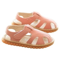 Lumento Kids Beach Sandals Magic Tape Summer Sandal Soty Toe Flats Обувка леки ежедневни обувки на открито дишащо удобно розово 6c