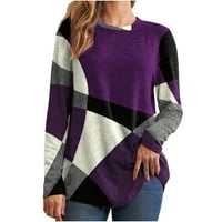 gakvbuo пуловери за жени падат модни пуловер суичъри дамски ежедневни кръгли шия с дълъг ръкав отпечатани разхлабени ризи блуза върхове